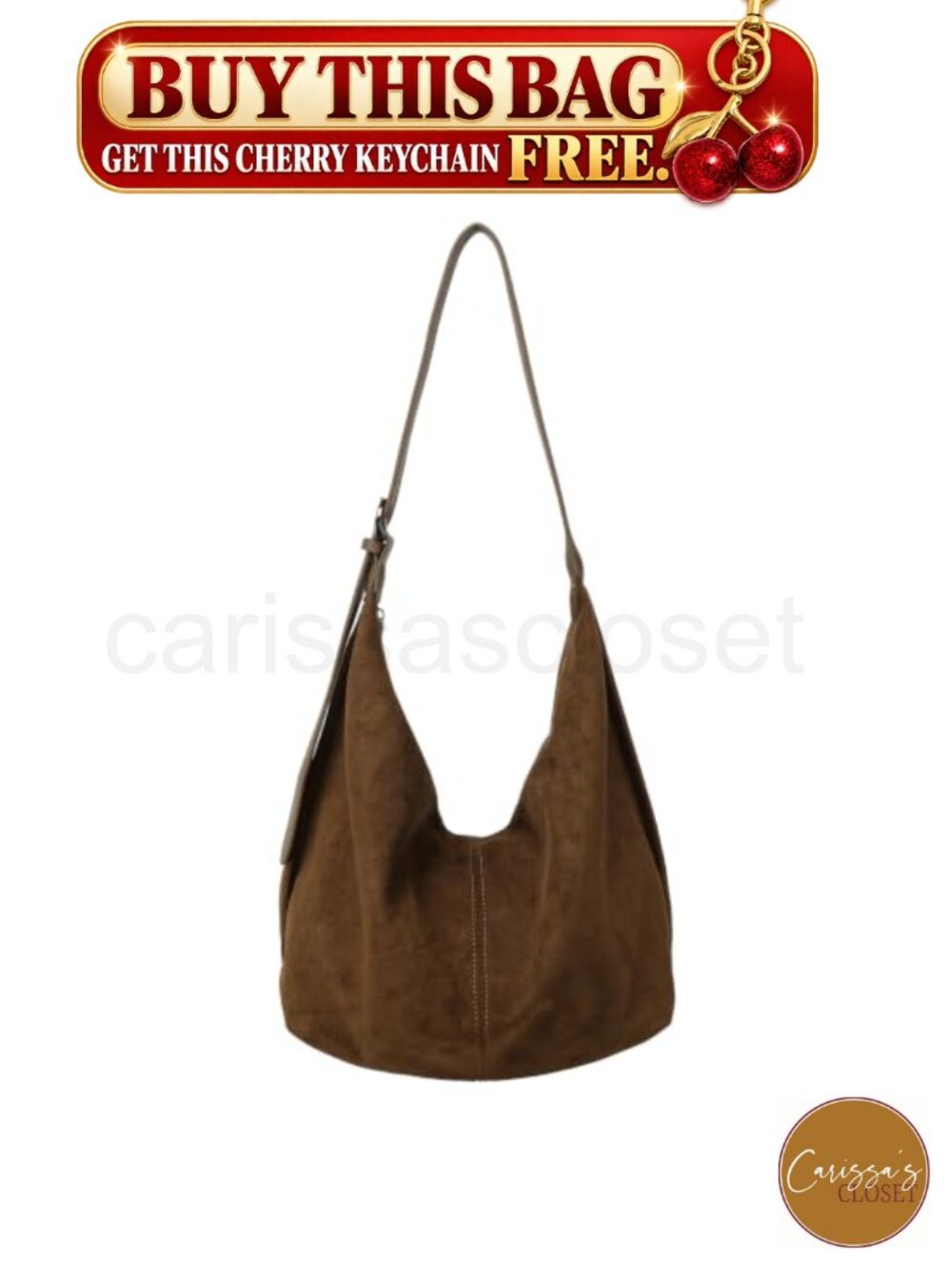 ✨ Faux Suede Slouchy Hobo Bag for Women Adjustable Crossbody Shoulder Purse